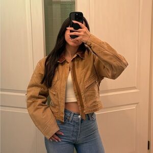 REWORKED Carhartt Cropped Jacket in Tan